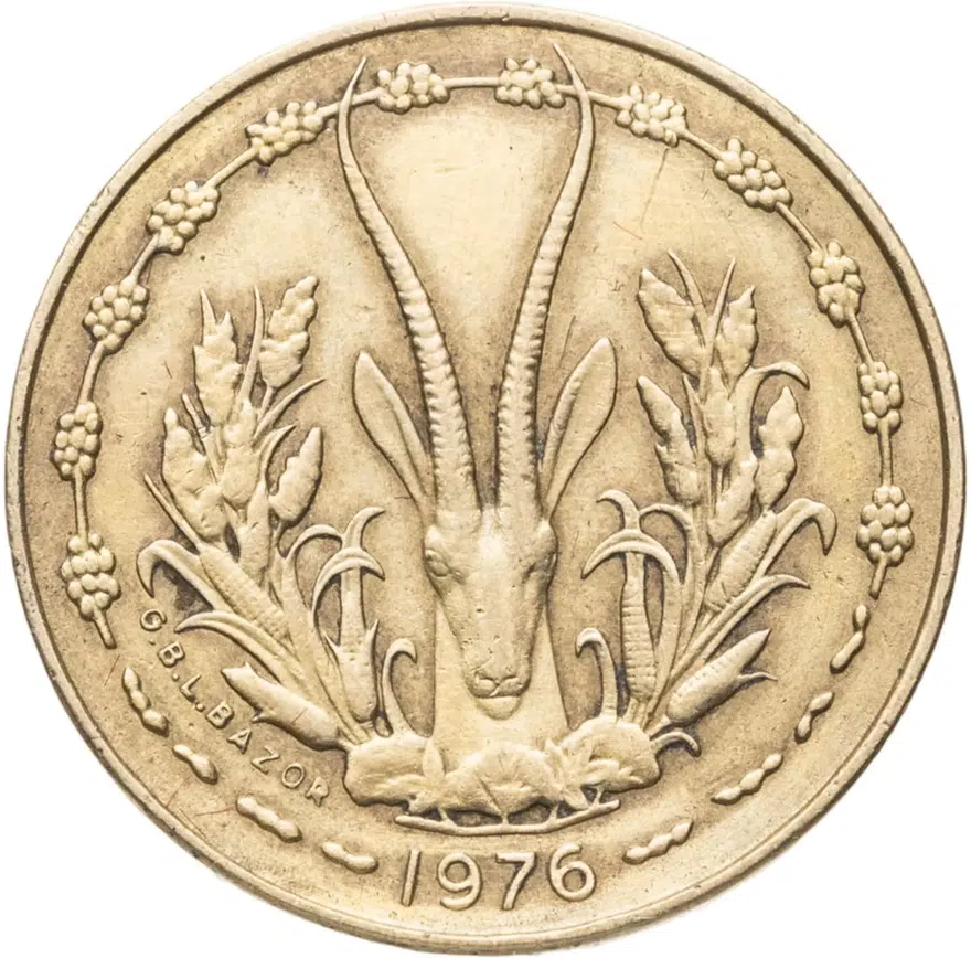 Западная Африка (BCEAO) 5 франков (francs) 1976, реверс