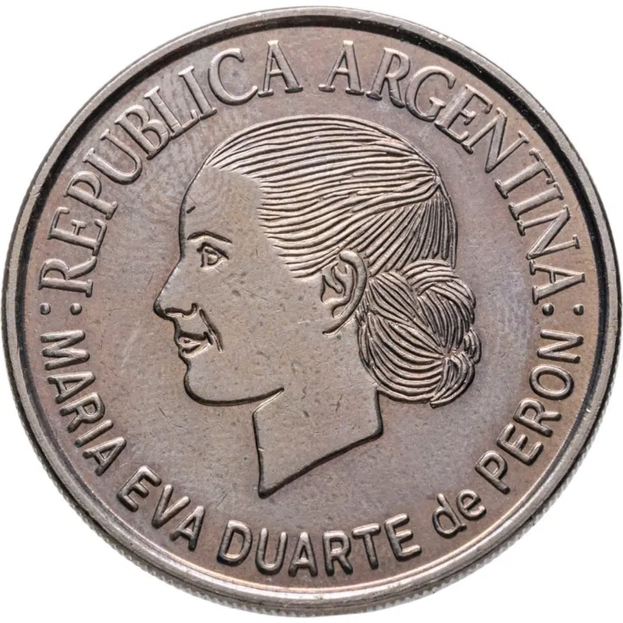 Аргентина 2 песо (pesos) 2002 "50 лет со дня смерти Марии Эвы Дуарте де Перон", аверс