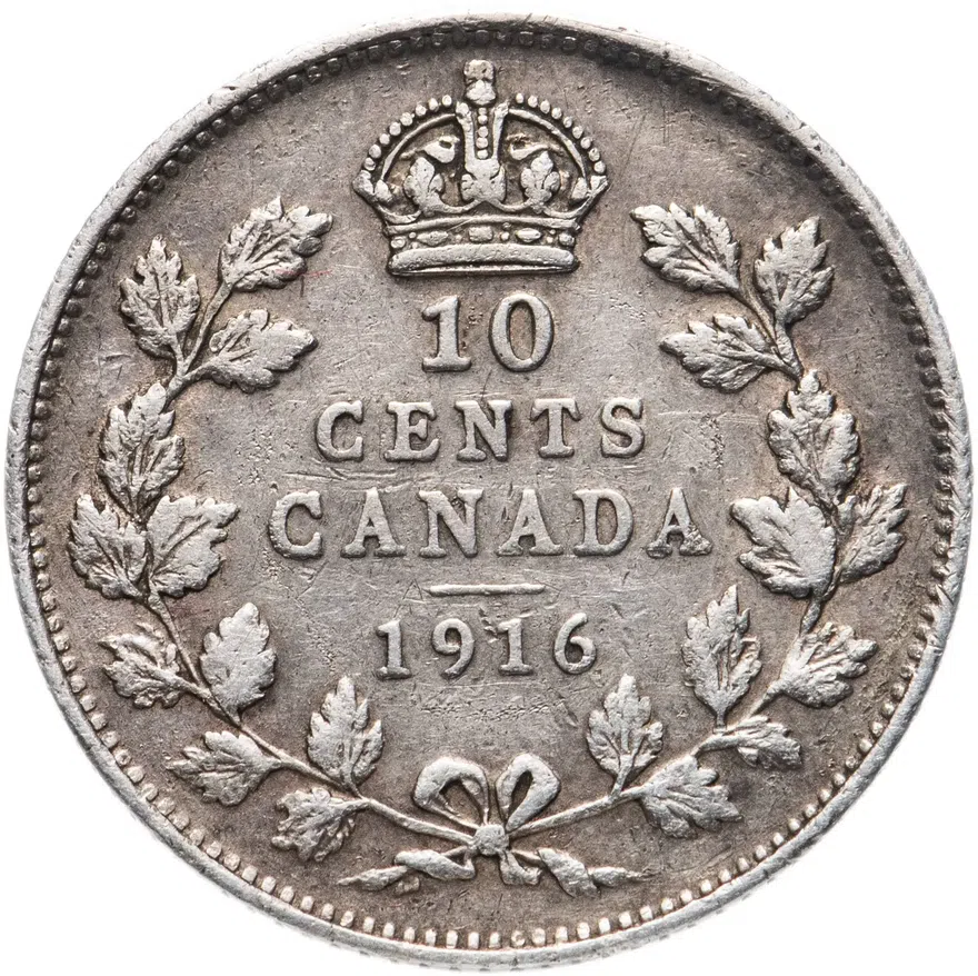 Канада 10 центов (cents) 1916