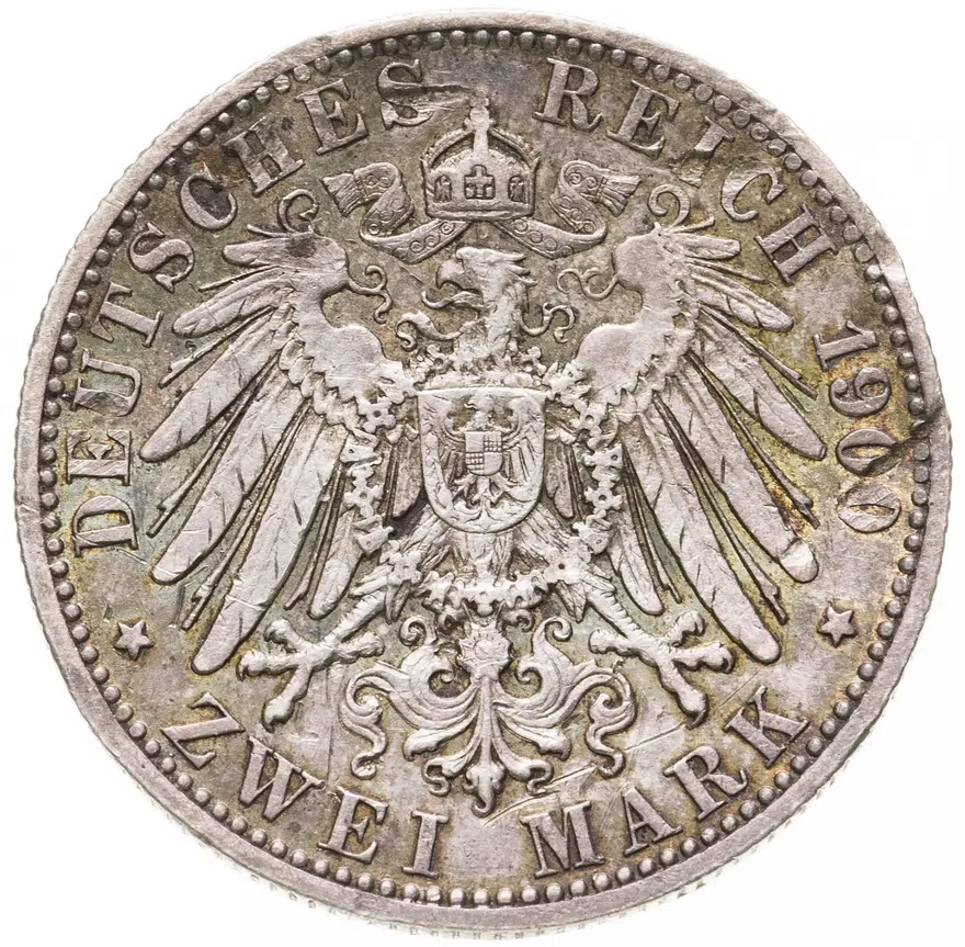 Германия (Империя) 2 марки (mark) 1900 A, реверс