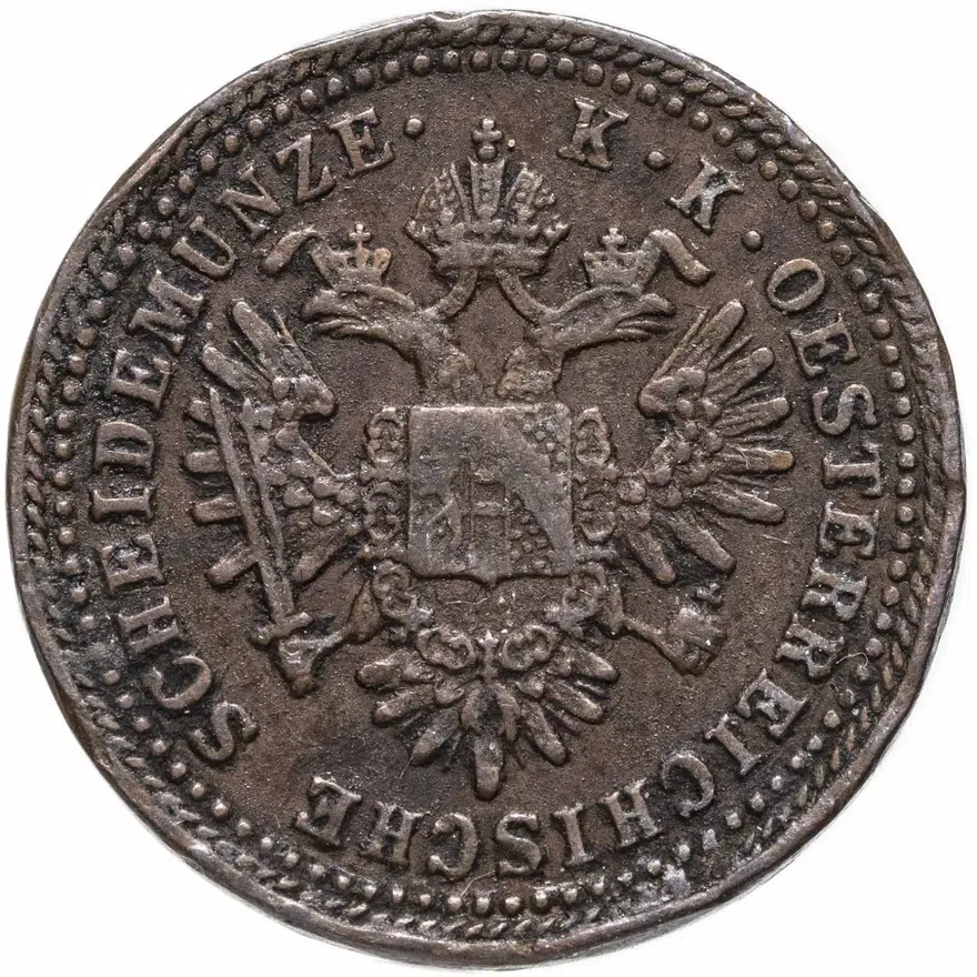 Австрия 1 крейцер (kreuzer) 1851 B, реверс