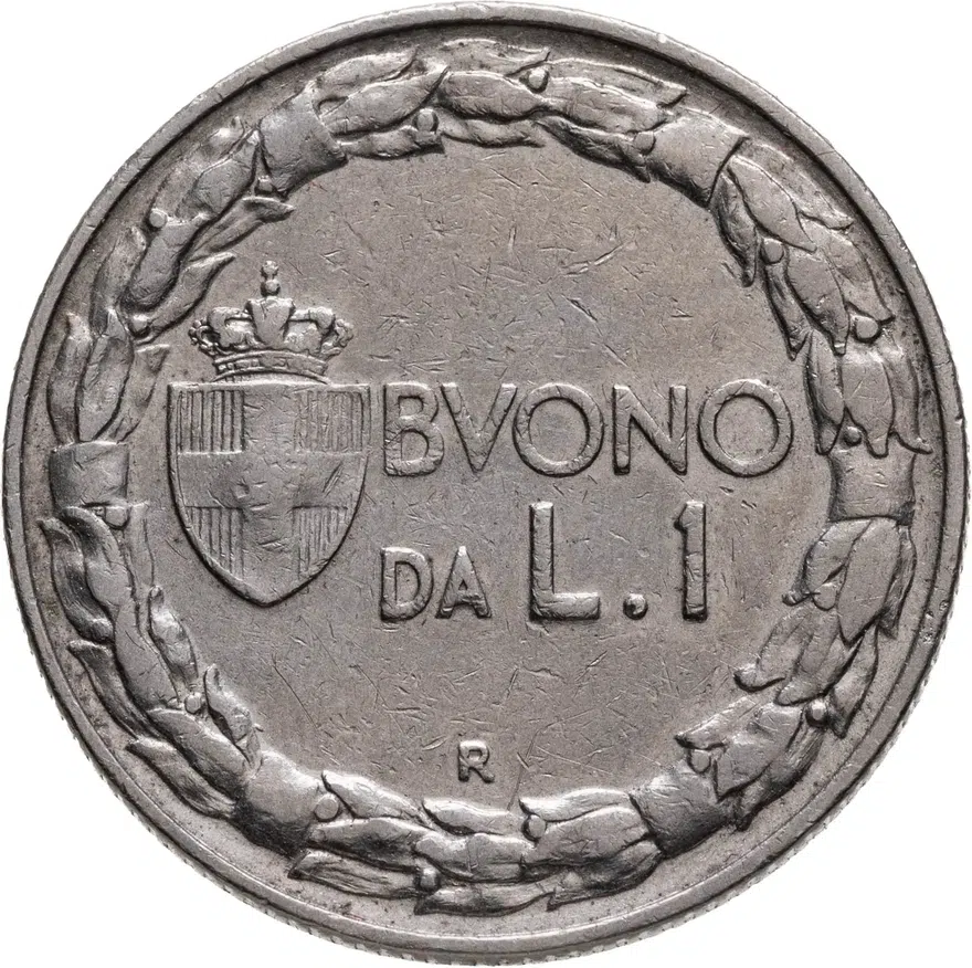 Италия 1 лира (lira) 1924, реверс