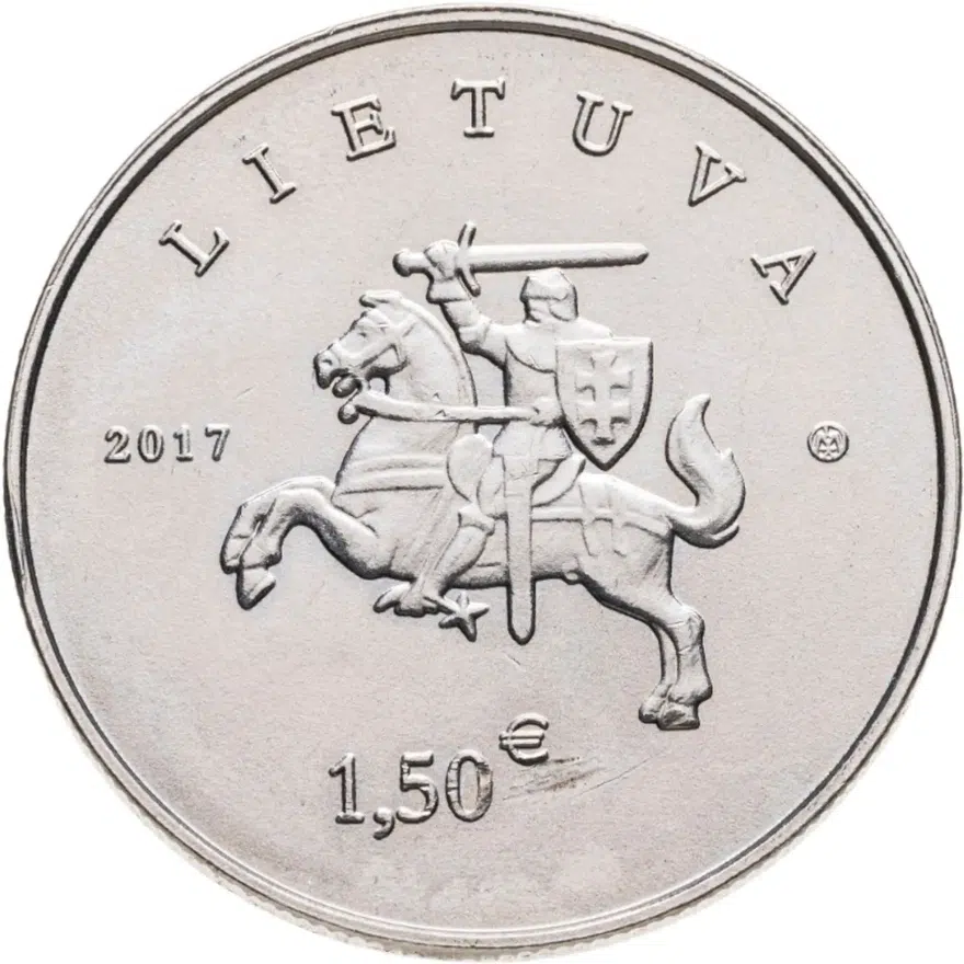 Литва 1,5 евро (euro) 2017  Литовская гончая и Жемайтская лошадь, реверс