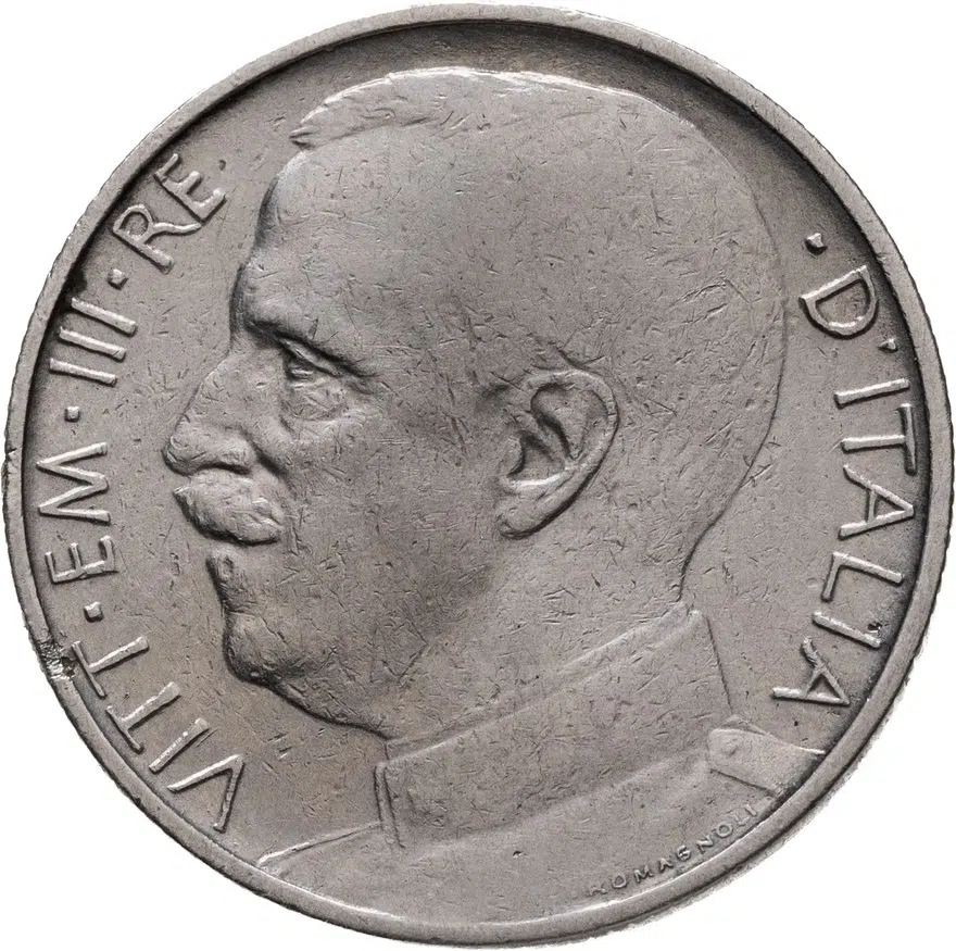 Италия 50 чентезимо (centesimi) 1919   Ребристый гурт