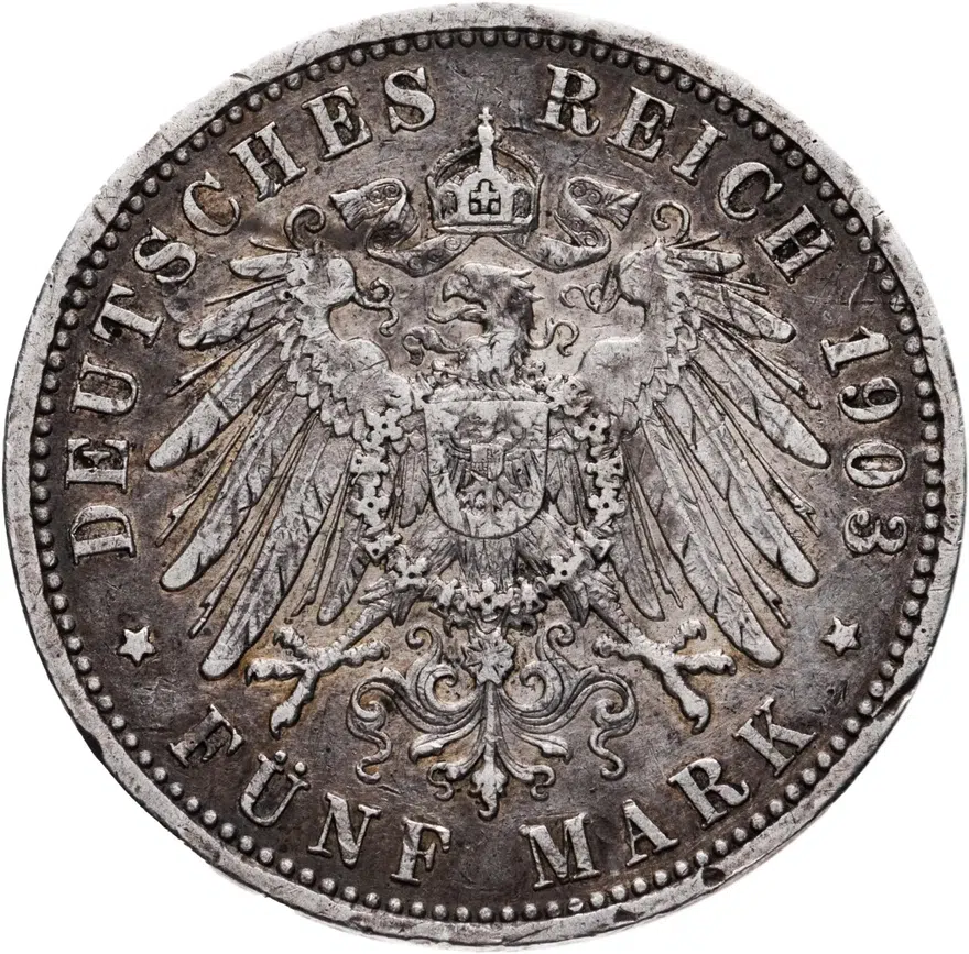 Германская Империя, Баден 5 марок 1903 G, реверс