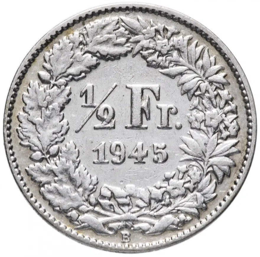 Швейцария 1/2 франка (franc) 1945, реверс