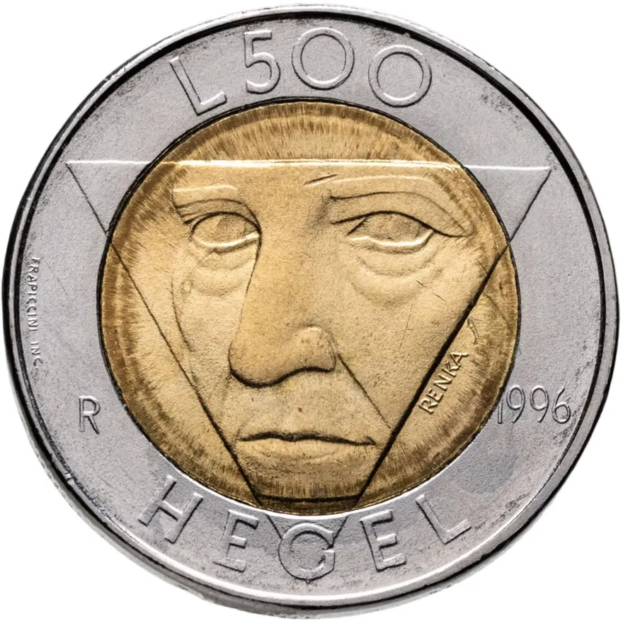 Сан-Марино 500 лир (lire) 1996 "Гегель", аверс