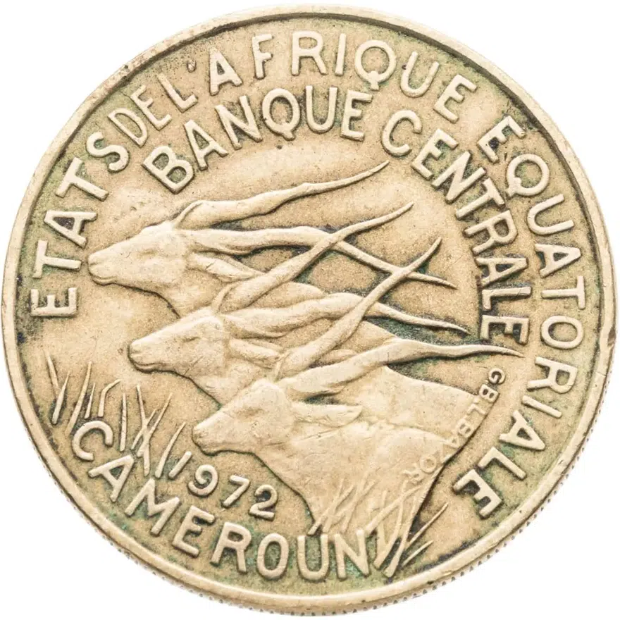Экваториальная Африка и Камерун 25 франков (francs) 1972