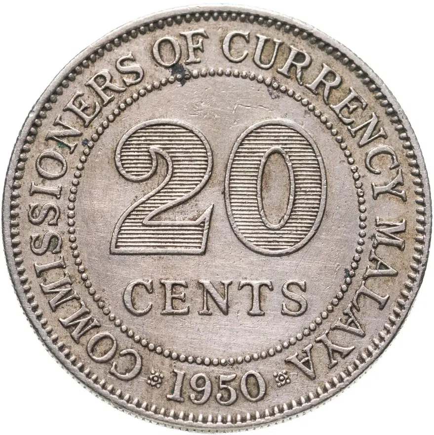 Малайя 20 центов 1950
