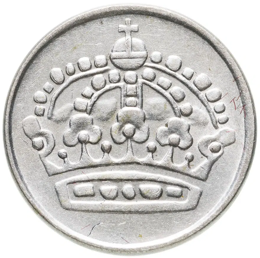 Швеция 25 эре (ore) 1956, реверс