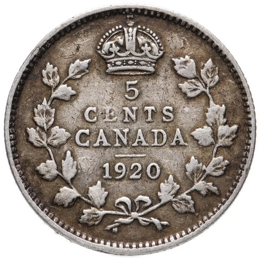 Канада 5 центов (cents) 1920, реверс