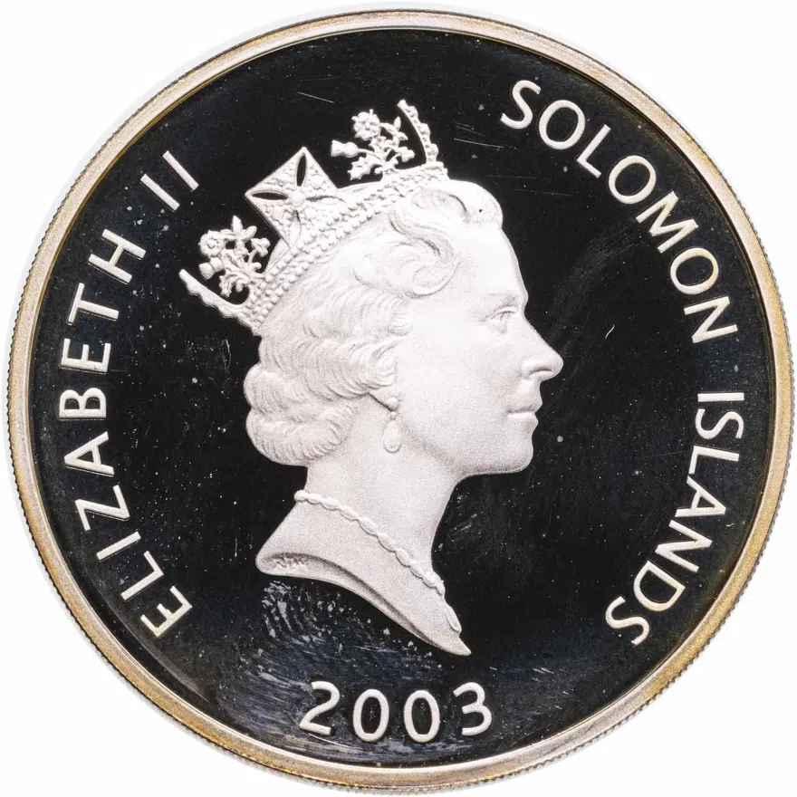 Соломоновы Острова 25 долларов (dollars) 2003  Самолёты - Де Хевилленд DH.106 «Комета» (de Havilland Comet), реверс