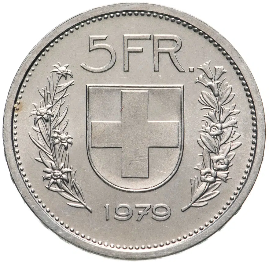 Швейцария 5 франков 1979, реверс