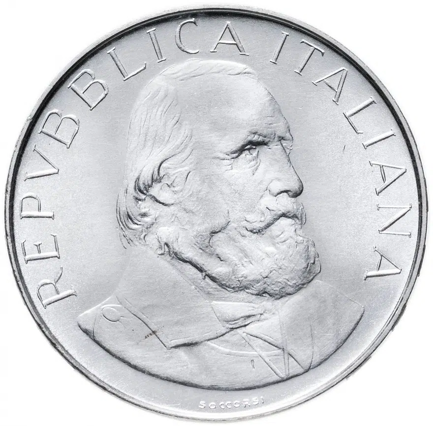 Италия 500 лир (lire) 1982  100 лет со дня смерти Джузеппе Гарибальди