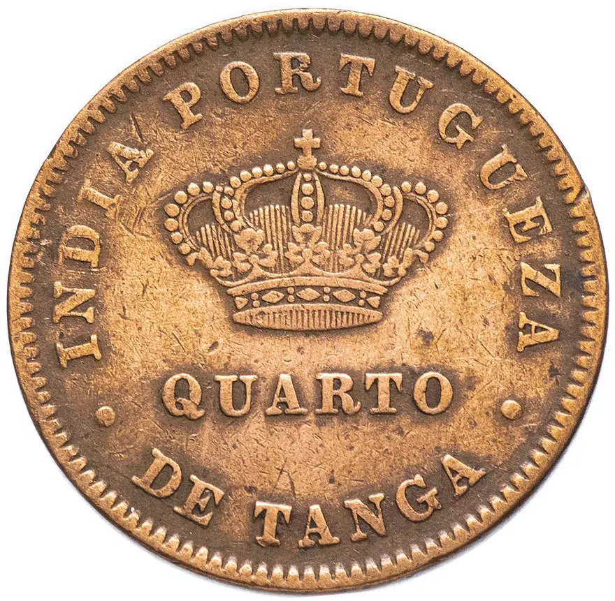Индия (Португальская) 1/4 танга (tanga) 1886, аверс