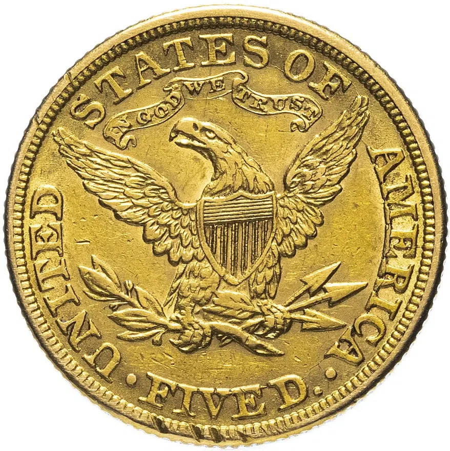 США 5 долларов (dollars) 1881   Половина орла