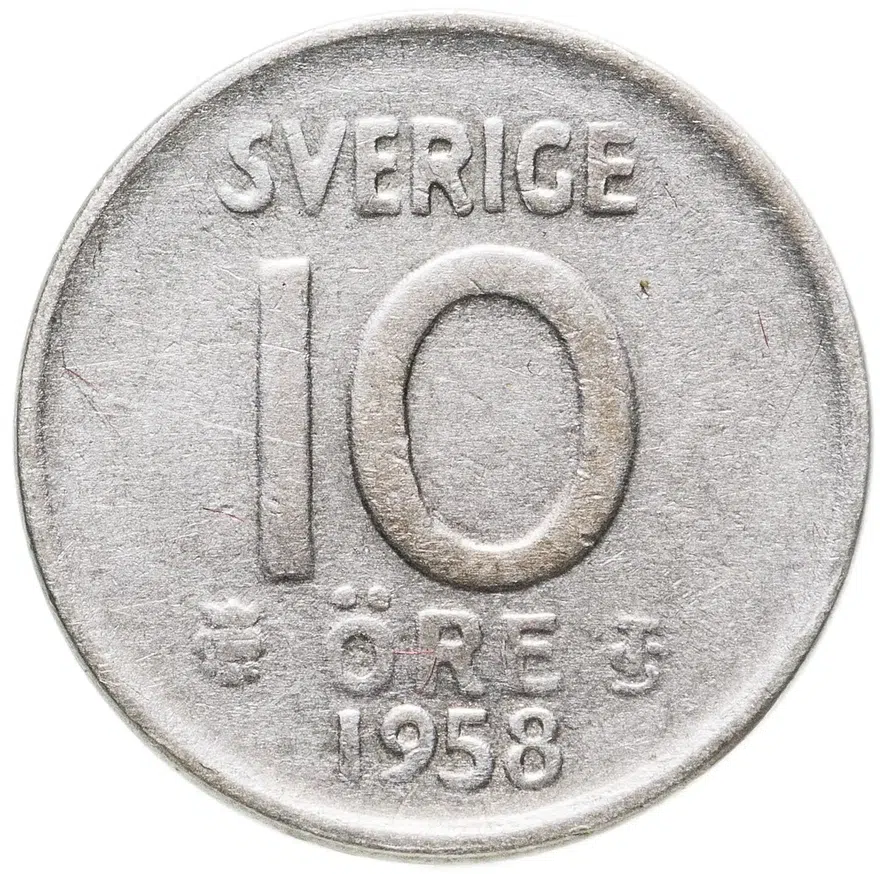 Швеция 10 эре (ore) 1958, аверс
