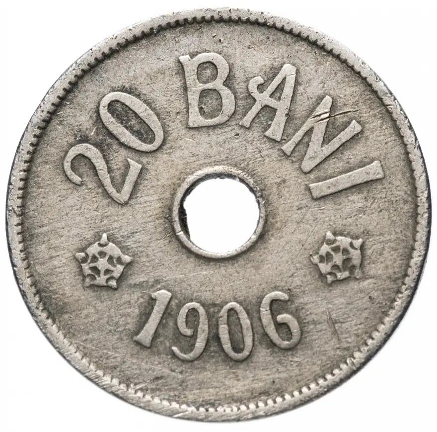 Румыния 20 банов (bani) 1906   Без отметки монетного двора, реверс