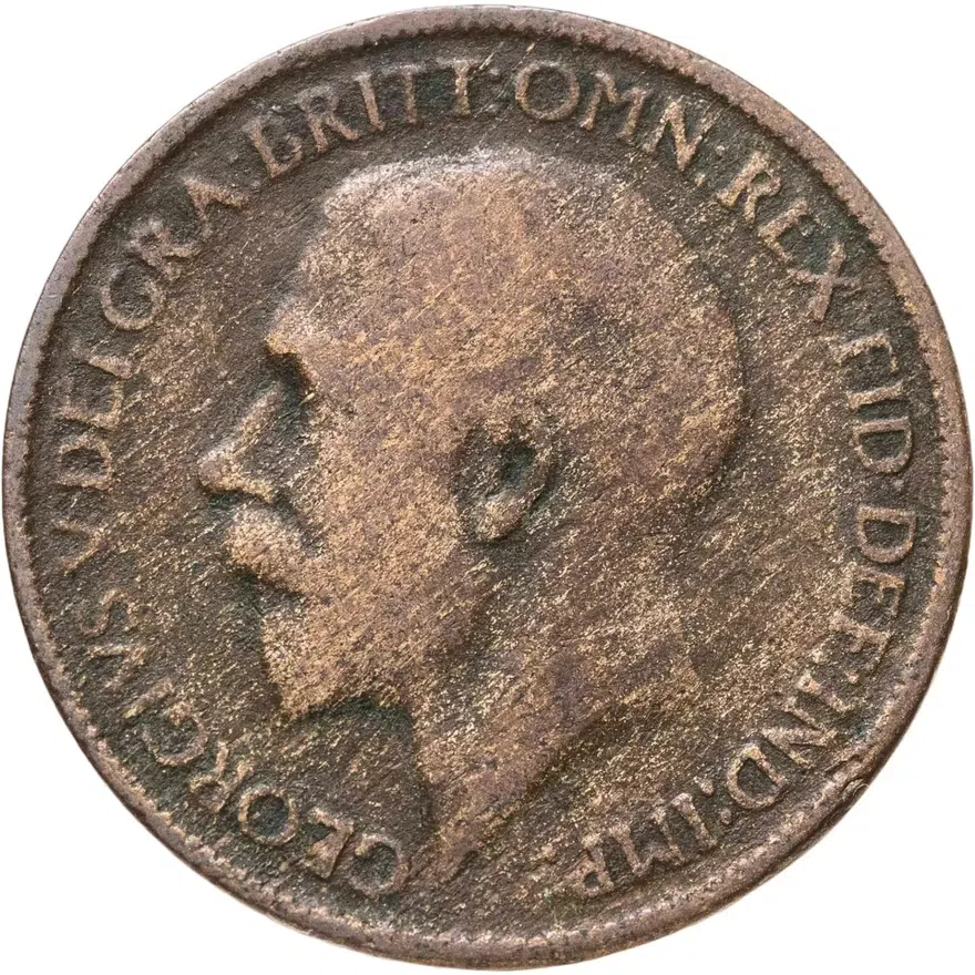 Великобритания 1/2 пенни (penny) 1920, аверс