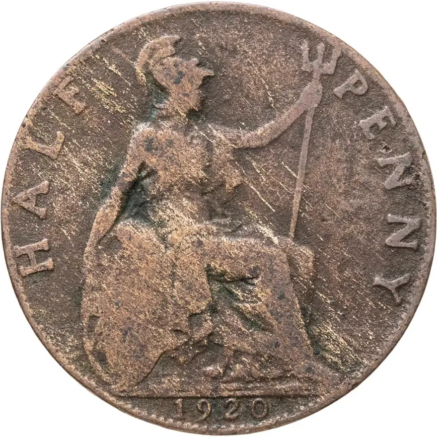 Великобритания 1/2 пенни (penny) 1920, реверс