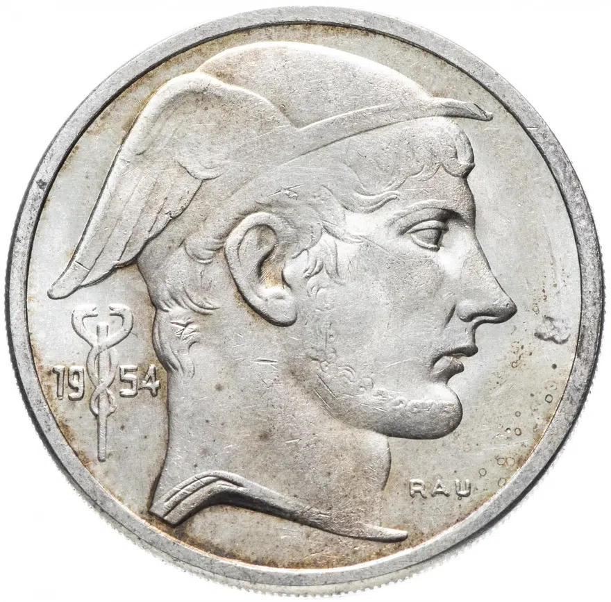 Бельгия 50 франков (francs) 1954 Надпись на французском - 'BELGIQUE', реверс