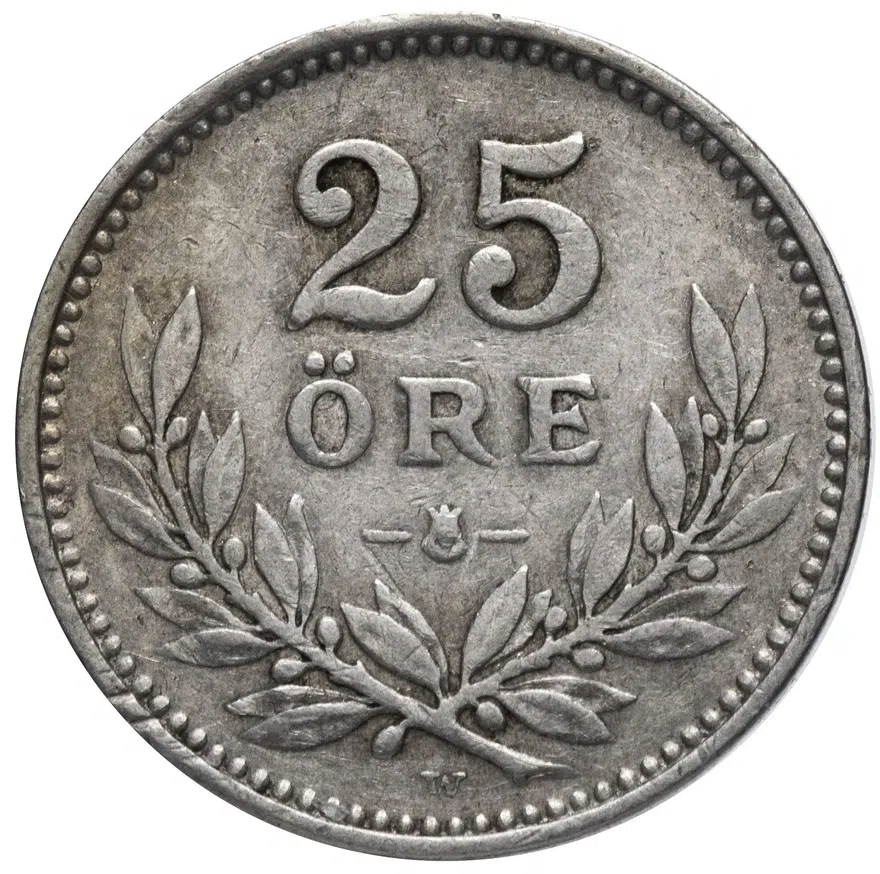 Швеция 25 эре (ore) 1919, реверс