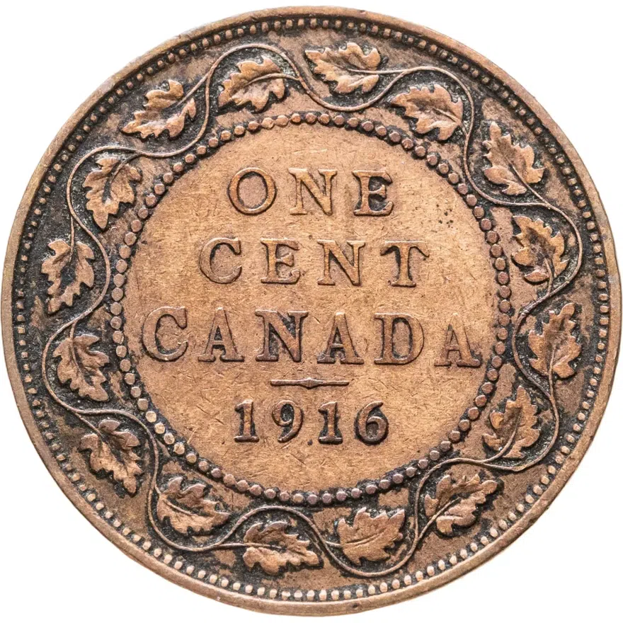 Канада 1 цент (cent) 1916, аверс