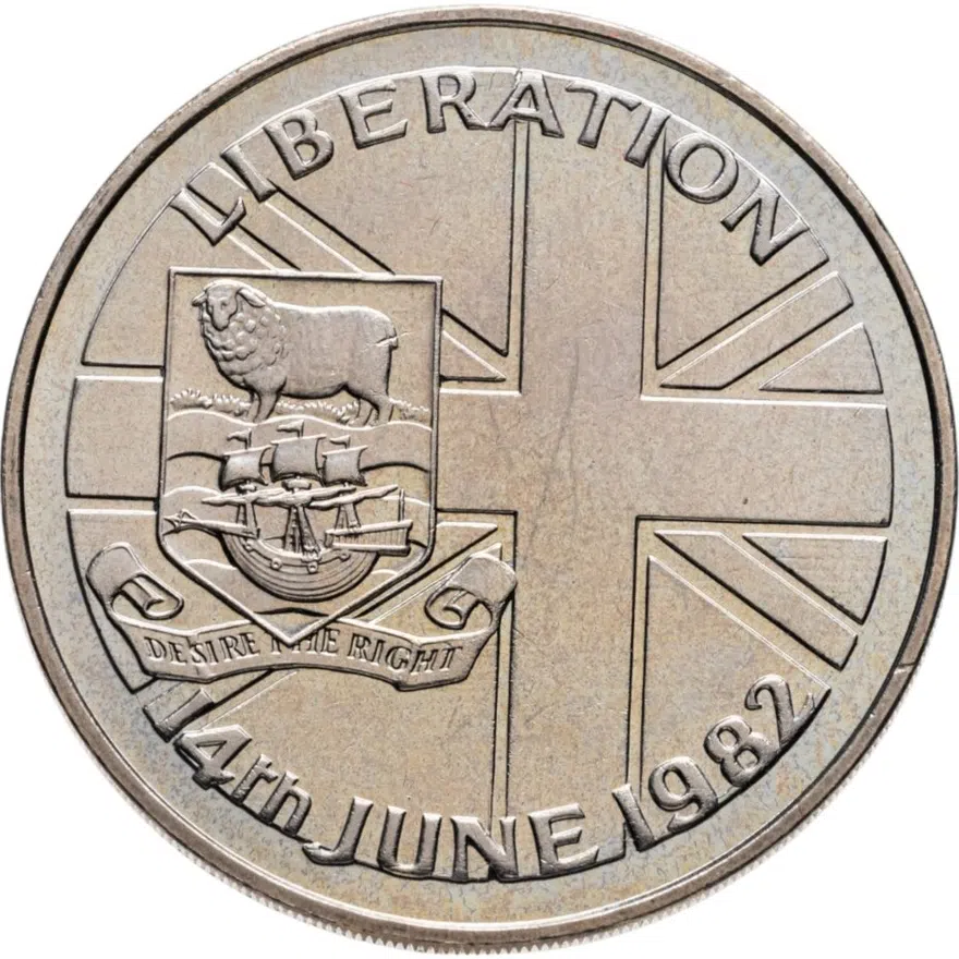 Фолклендские острова 50 пенсов 1982 "Освобождение - 14 июня 1982"