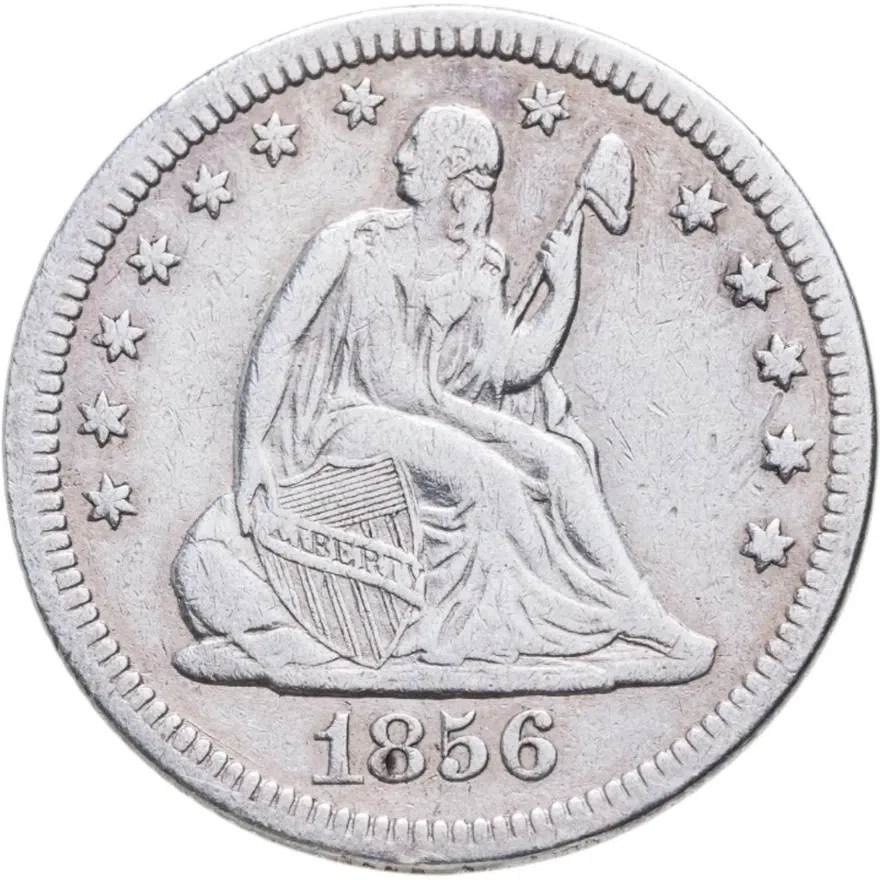 США 25 центов (квотер, 1/4 доллара, quarter dollar) 1856  Seated Liberty Quarter Без отметки монетного двора, аверс