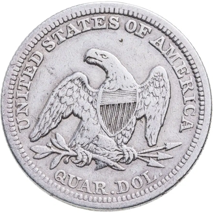 США 25 центов (квотер, 1/4 доллара, quarter dollar) 1856  Seated Liberty Quarter Без отметки монетного двора, реверс