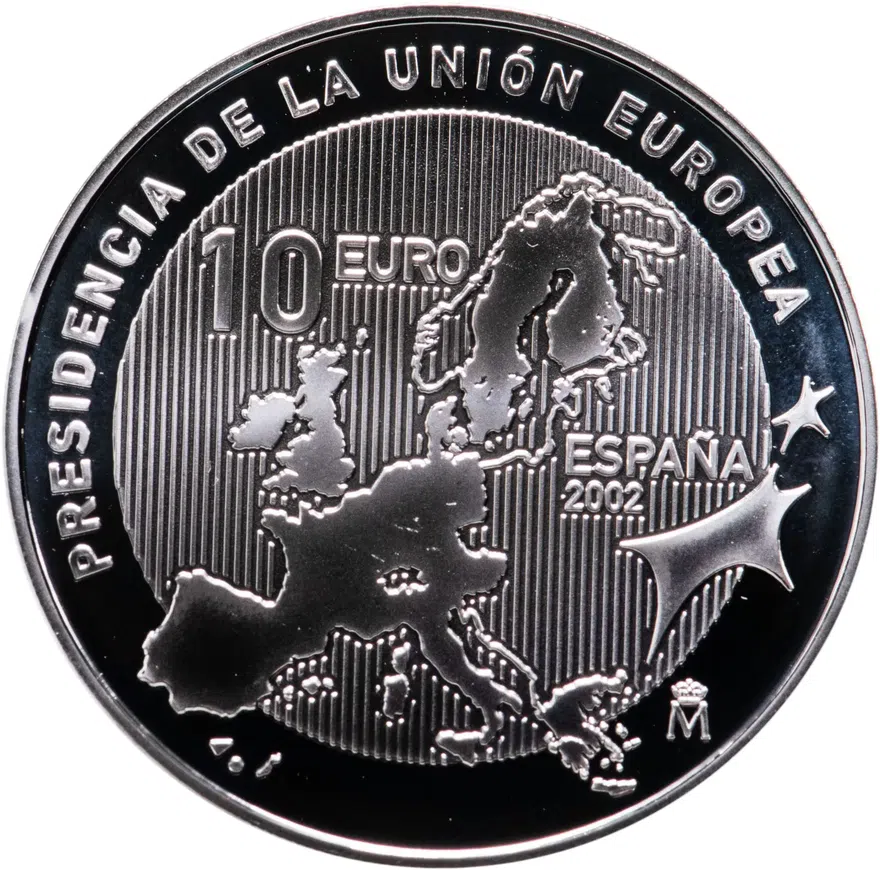 Испания 10 евро (euro) 2002   Председательство Испании в Европейском Союзе