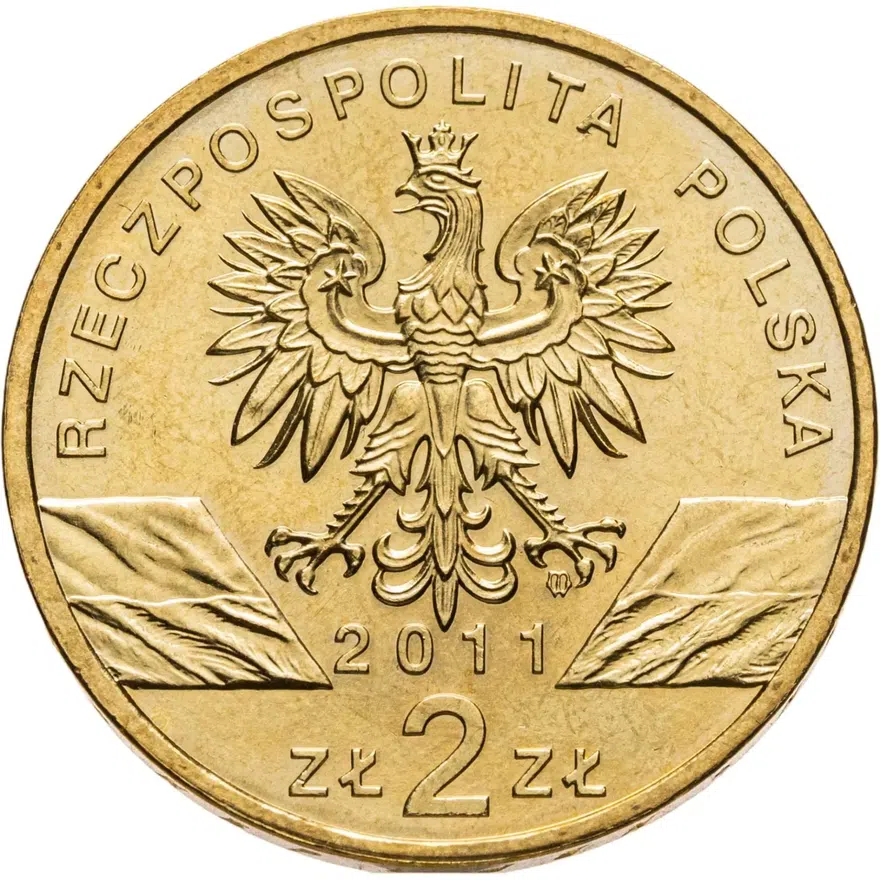 Польша 2 злотых (zlote) 2011  Всемирная природа - Барсук, реверс