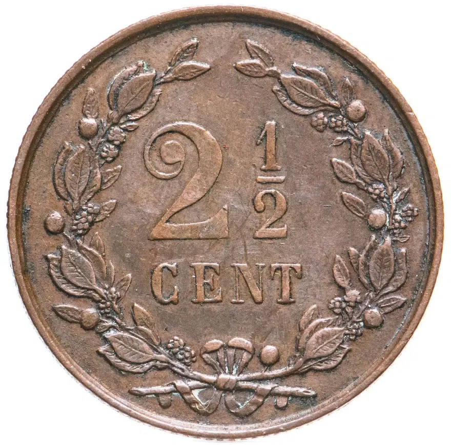 Нидерланды 2 1/2 цента (cent) 1894
