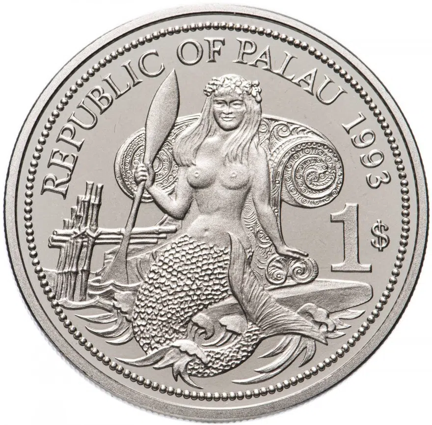 Палау 1 доллар (dollar) 1993 "Год защиты морской жизни", реверс