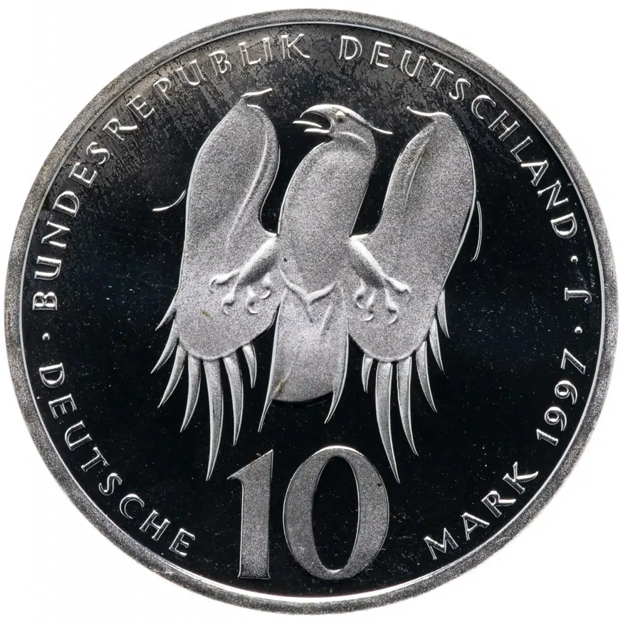 Германия 10 марок 1997 "500 лет со дня рождения Филиппа Меланхтона" (J), реверс