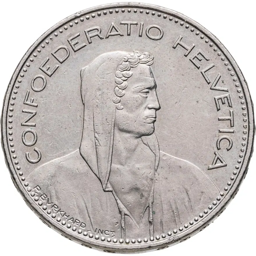 Швейцария 5 франков (francs) 1996, реверс