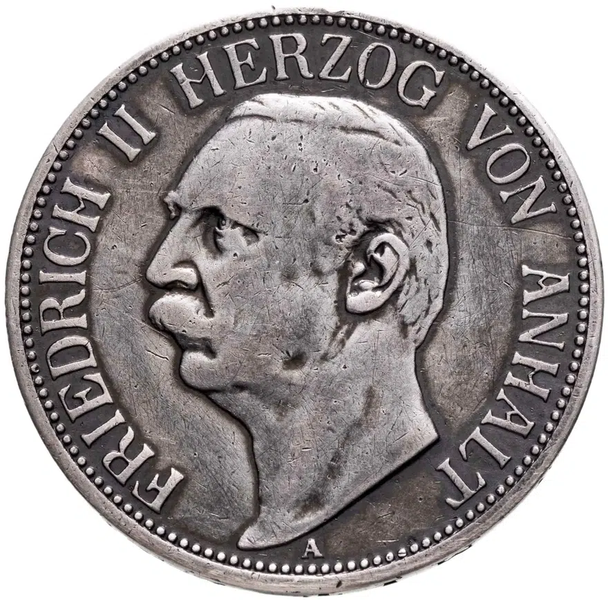 Германская империя 3 марки (mark) 1909 Ангальт, аверс