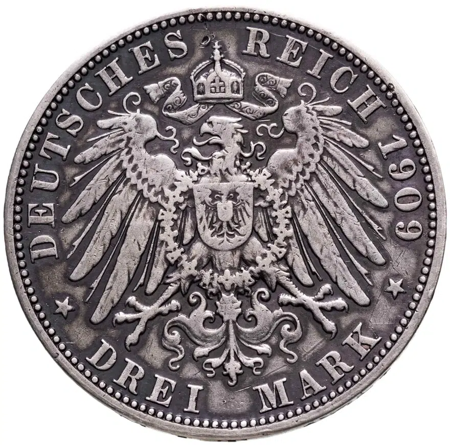 Германская империя 3 марки (mark) 1909 Ангальт, реверс