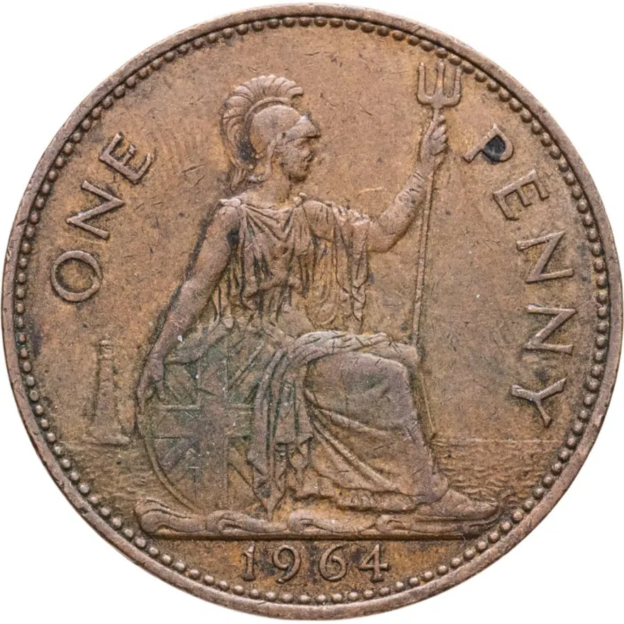 Великобритания 1 пенни (penny) 1964, аверс
