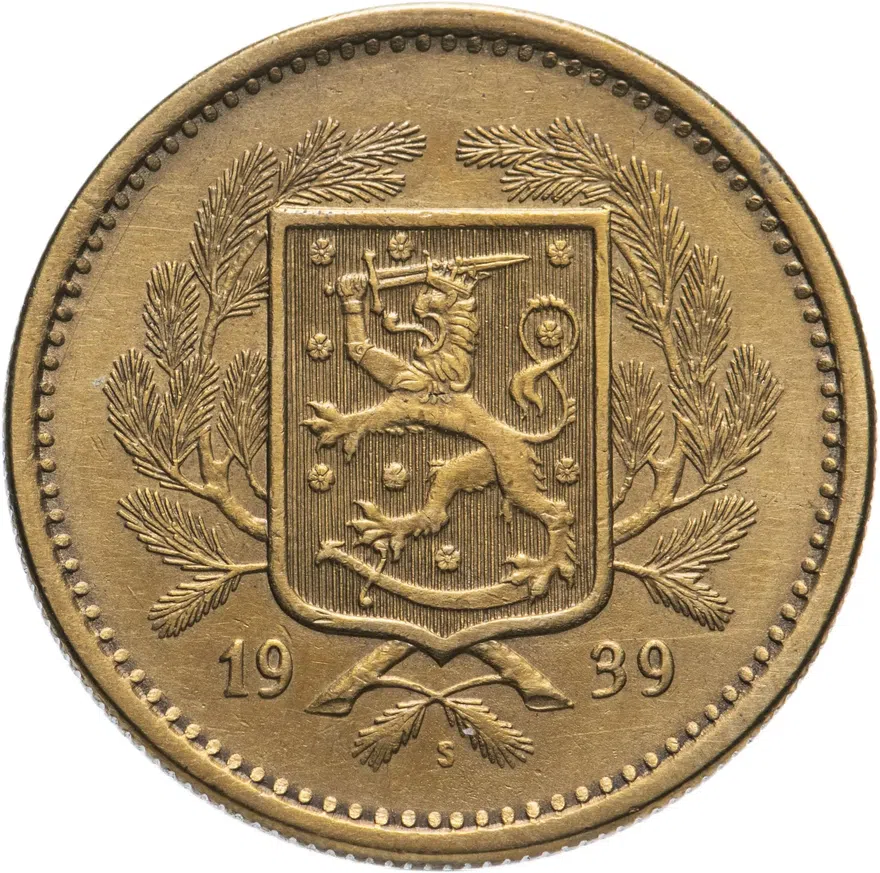 Финляндия 20 марок (markkaa) 1939, реверс
