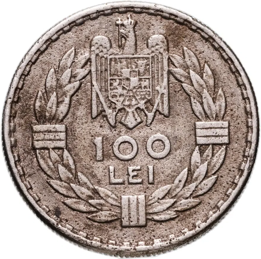 Румыния 100 леев (lei) 1932   Без отметки монетного двора, реверс