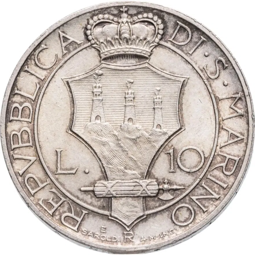 Сан-Марино 10 лир (lire) 1937, реверс