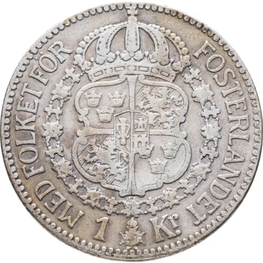 Швеция 1 крона (krona) 1916, реверс