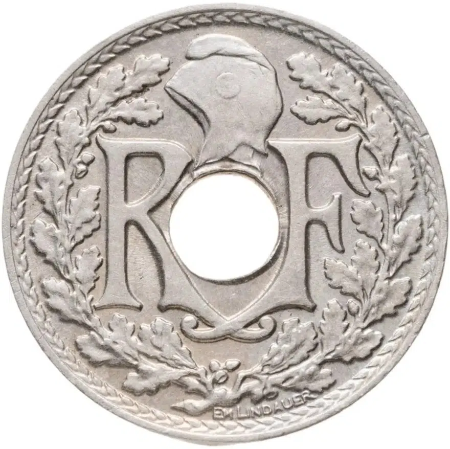 Франция 5 сантимов (centimes) 1939, реверс