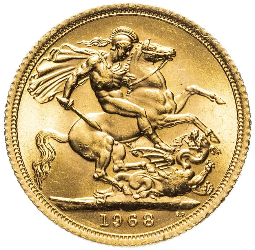 Великобритания соверен (sovereign) 1968 Святой Георгий с драконом