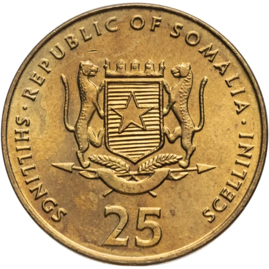 Сомали 25 шиллингов (shillings) 2001 Футбол, реверс
