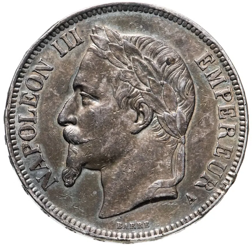 Франция 5 франков 1867 "A"