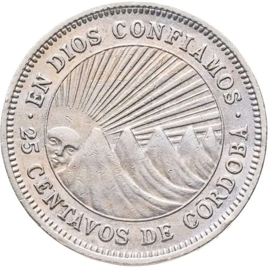 Никарагуа 25 сентаво (centavos) 1965, реверс