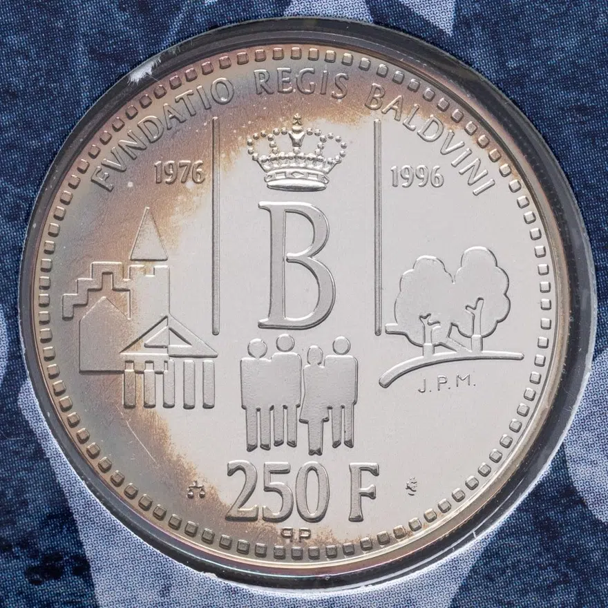 Бельгия 250 франков (francs) 1996  20 лет Фонду Короля Бодуэна, аверс