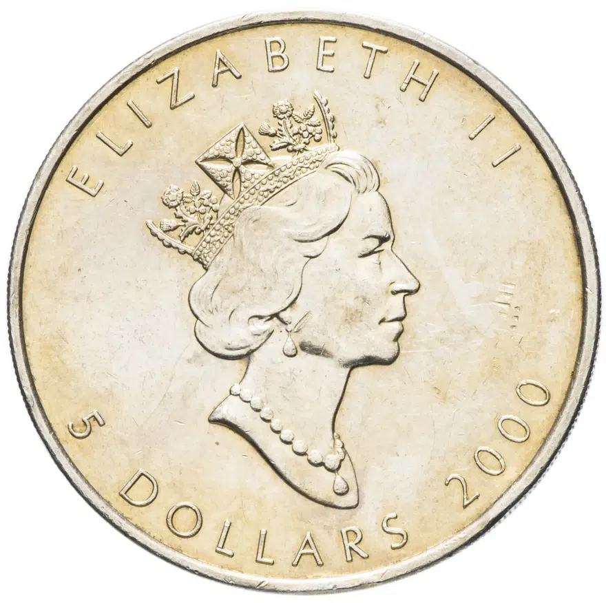 Канада 5 долларов (dollars) 2000 "Кленовый лист", реверс